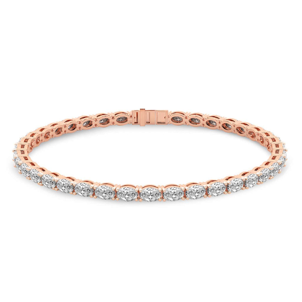 Lab Grown Diamond 6.56 Carat Oval Tennis Bracelet 14KY