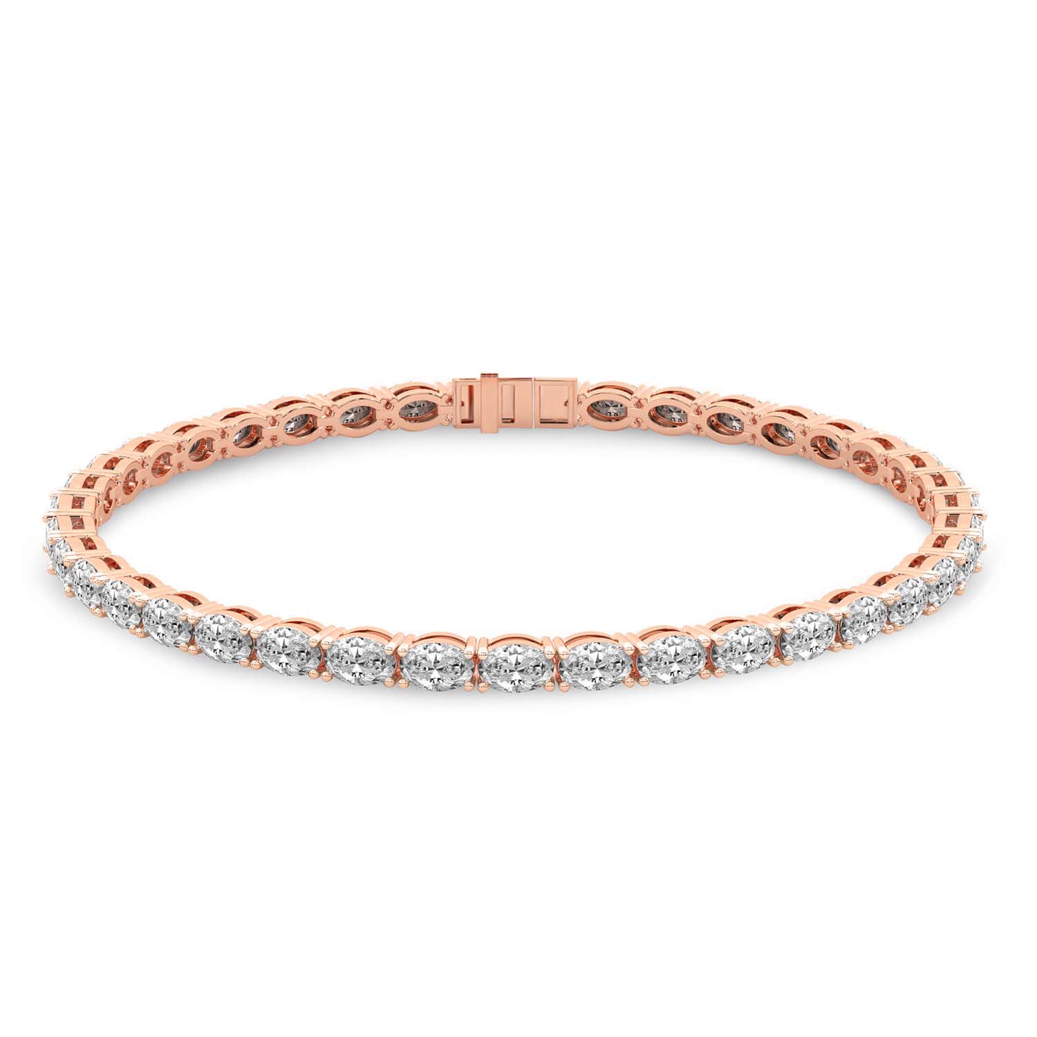 Lab Grown Diamond 6.56 Carat Oval Tennis Bracelet 14KY