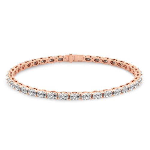Lab Grown Diamond 6.56 Carat Oval Tennis Bracelet 14KY