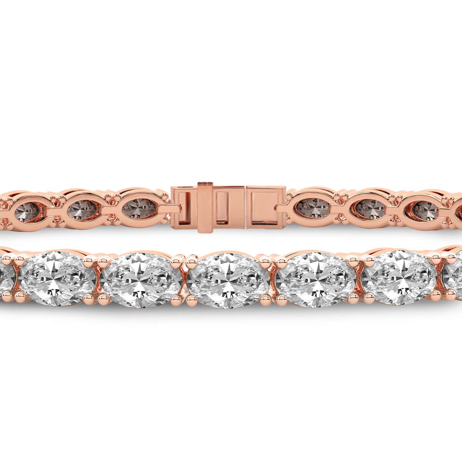 Lab Grown Diamond 6.56 Carat Oval Tennis Bracelet 14KY