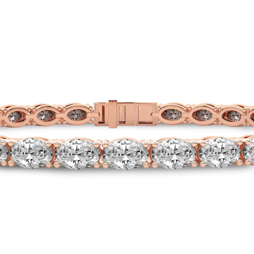 Lab Grown Diamond 6.56 Carat Oval Tennis Bracelet 14KY