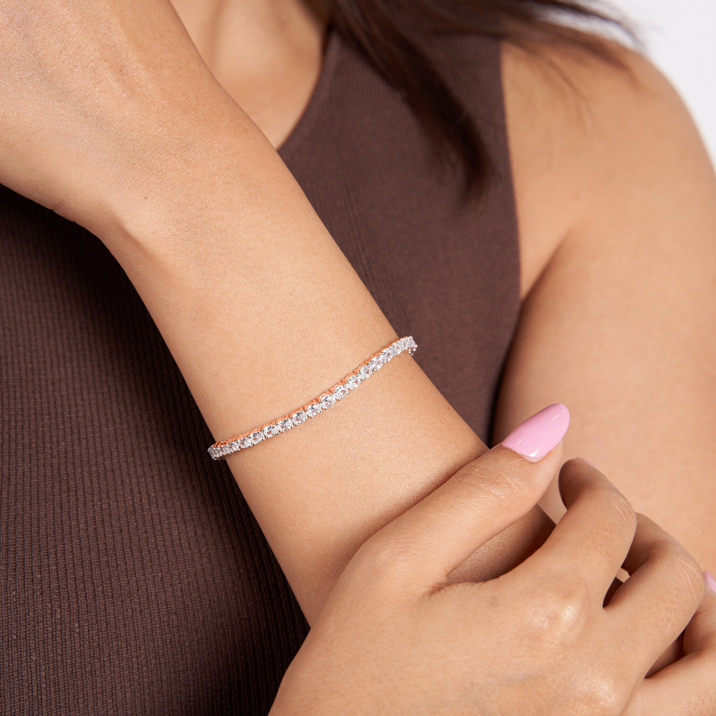 Lab Grown Diamond 6.56 Carat Oval Tennis Bracelet 14KY