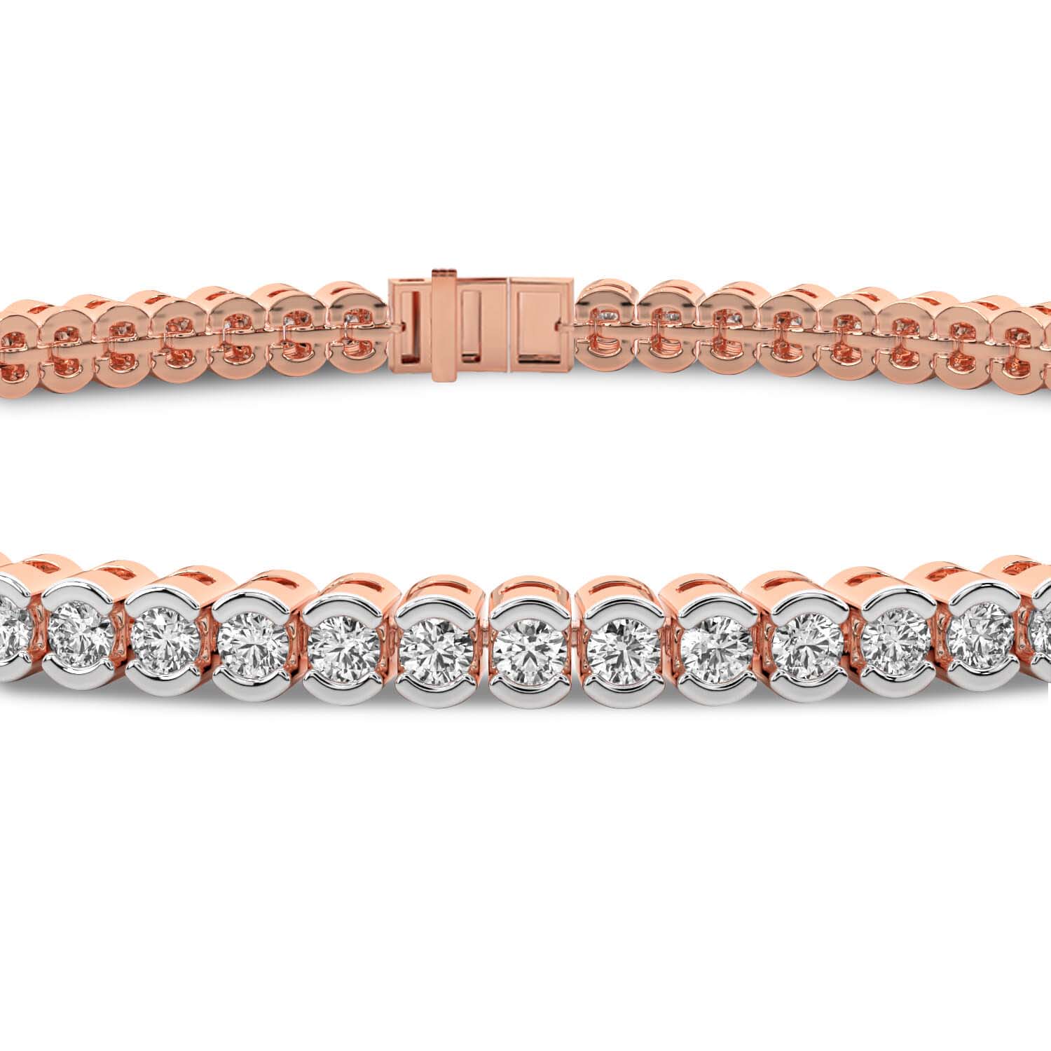 Lab Grown Diamond 4.74 Carat Bezel Tennis Bracelet 14KY