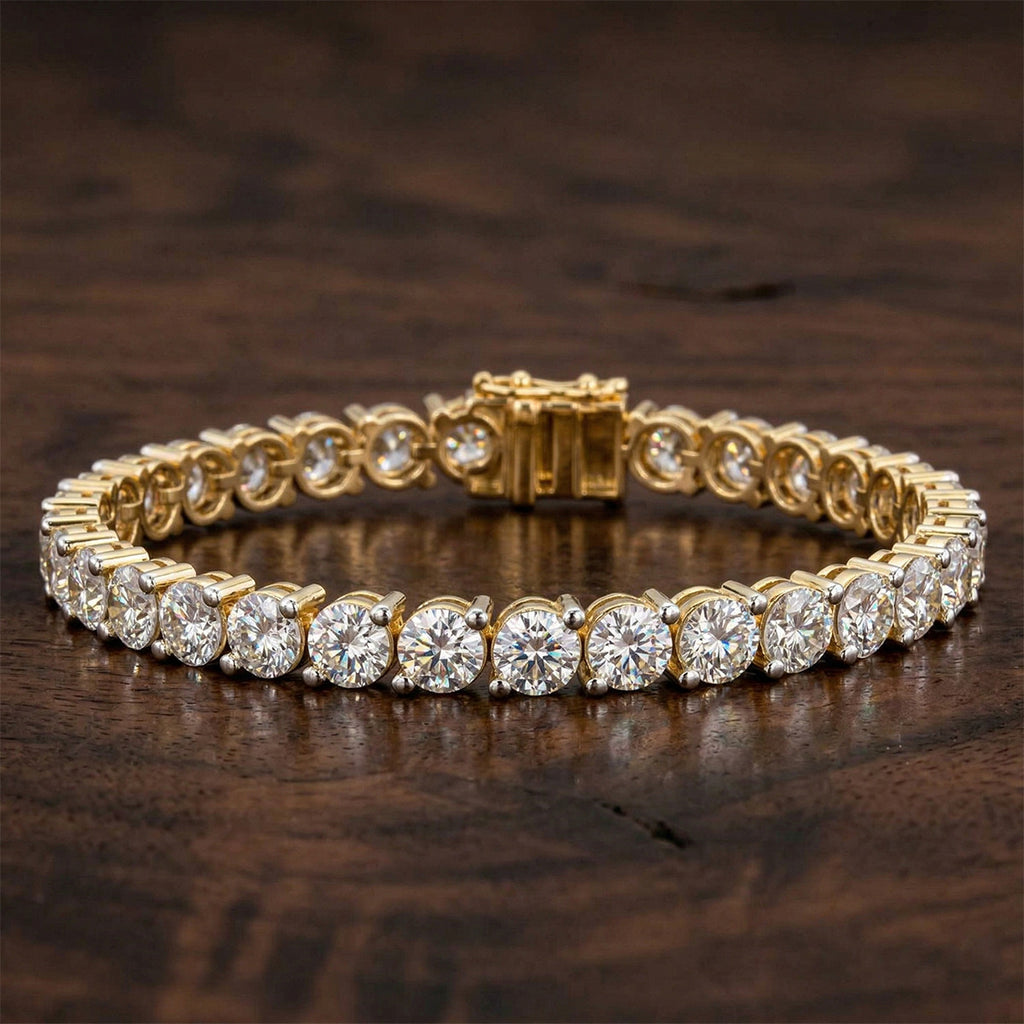 5.48 Carat 14K Gold Round cut Tennis Bracelet