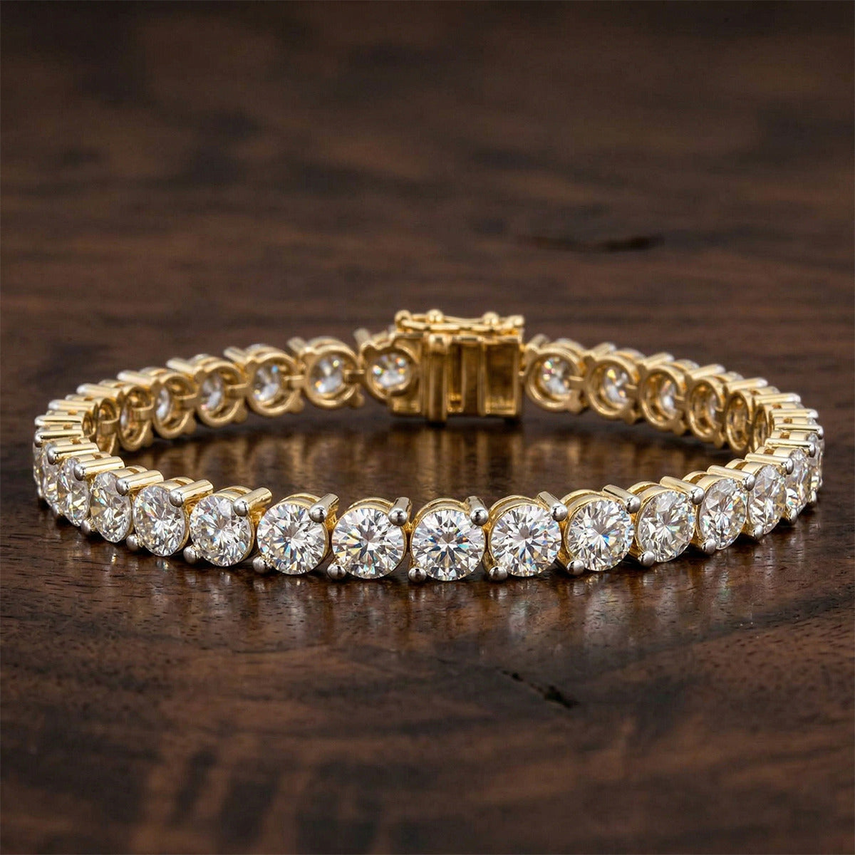 5.48 Carat 14K Gold Round cut Tennis Bracelet