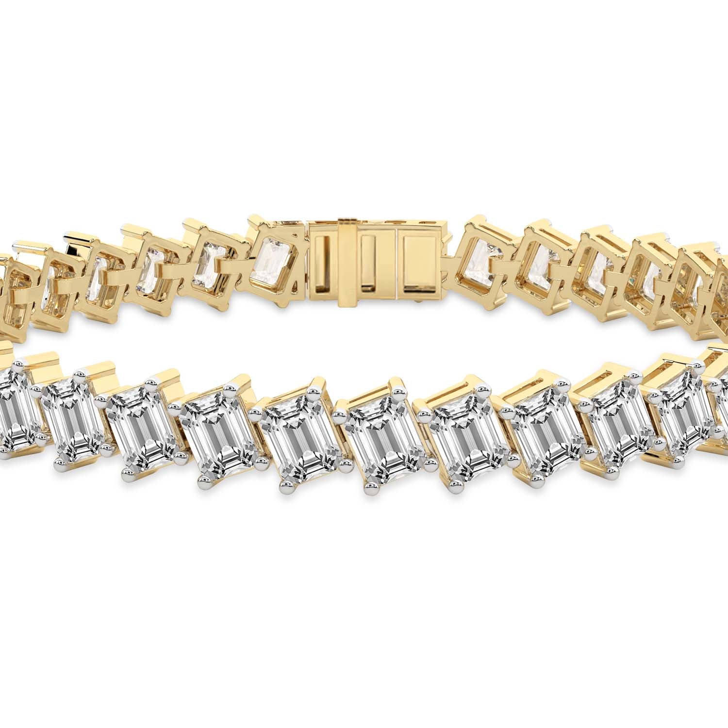 16.79 Carat 14K Gold Baguette Link Bracelet