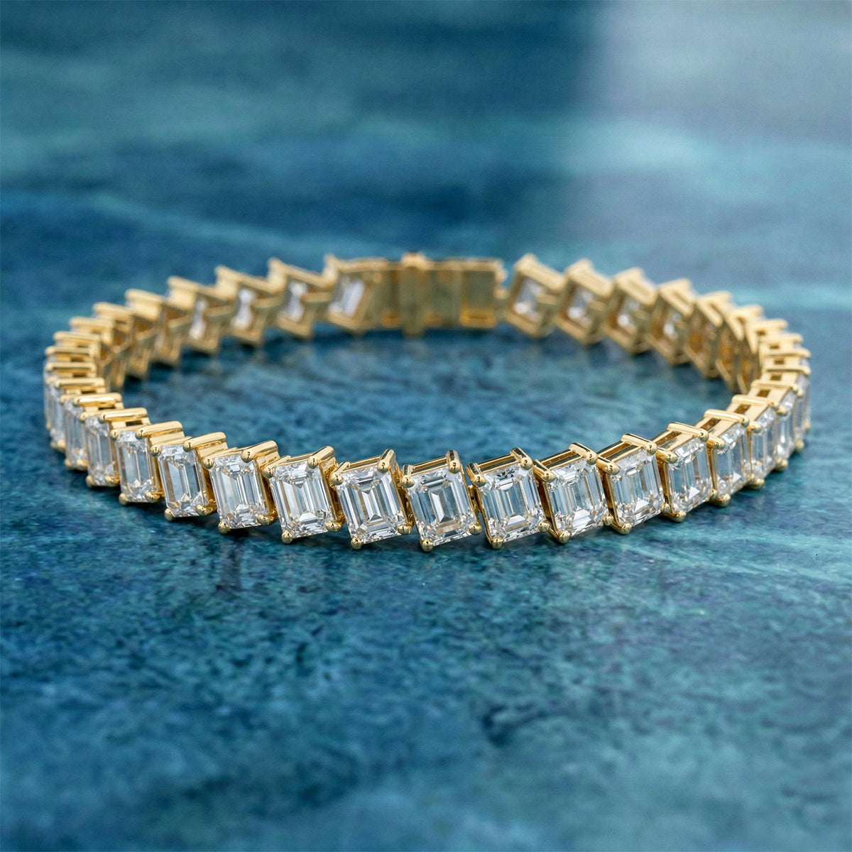 16.79 Carat 14K Gold Baguette Link Bracelet