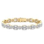 8.08 Carat 14K Gold Emerald and Round Brilliant Cut Bracelet