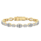 5.18 Carat 14K Gold Marquise and Round Cut Cluster Line Bracelet