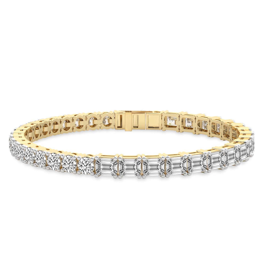 11.25 Carat 14K Gold Round and Baguette Two Tone Bracelet