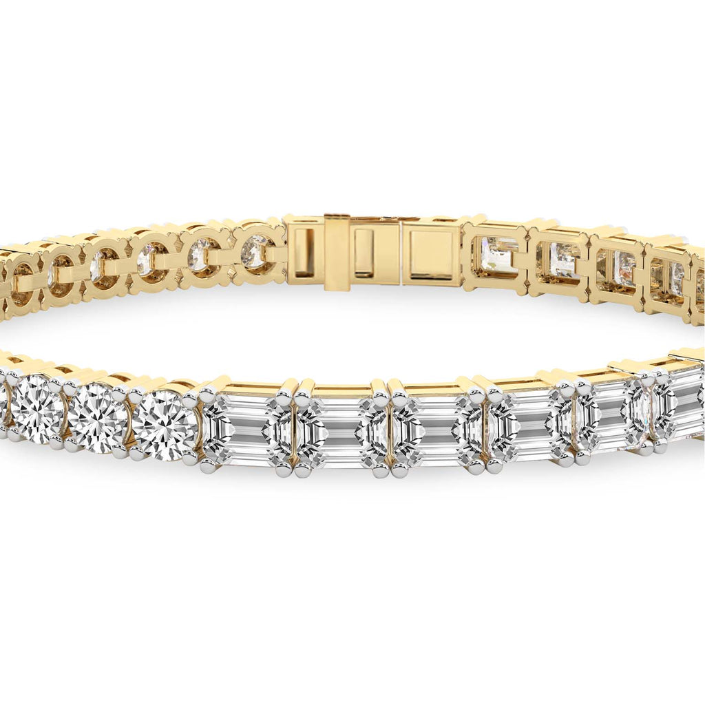 11.25 Carat 14K Gold Round and Baguette Two Tone Bracelet