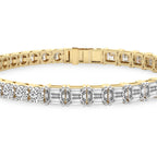 11.25 Carat 14K Gold Round and Baguette Two Tone Bracelet