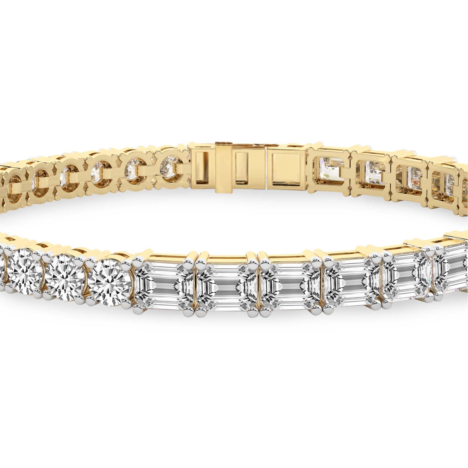 11.25 Carat 14K Gold Round and Baguette Two Tone Bracelet