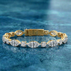 11.25 Carat 14K Gold Round and Baguette Two Tone Bracelet