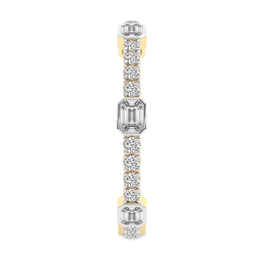 4.13 Carat 14K Gold Emerald and Round Cut Mixed Link Bracelet