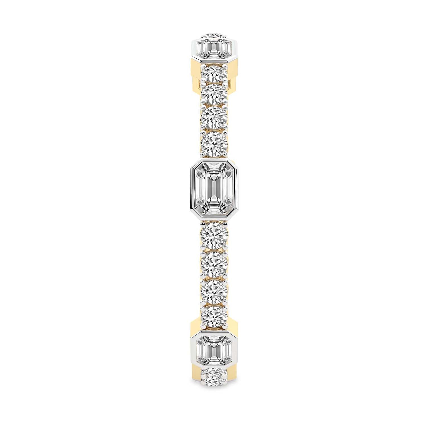 4.13 Carat 14K Gold Emerald and Round Cut Mixed Link Bracelet