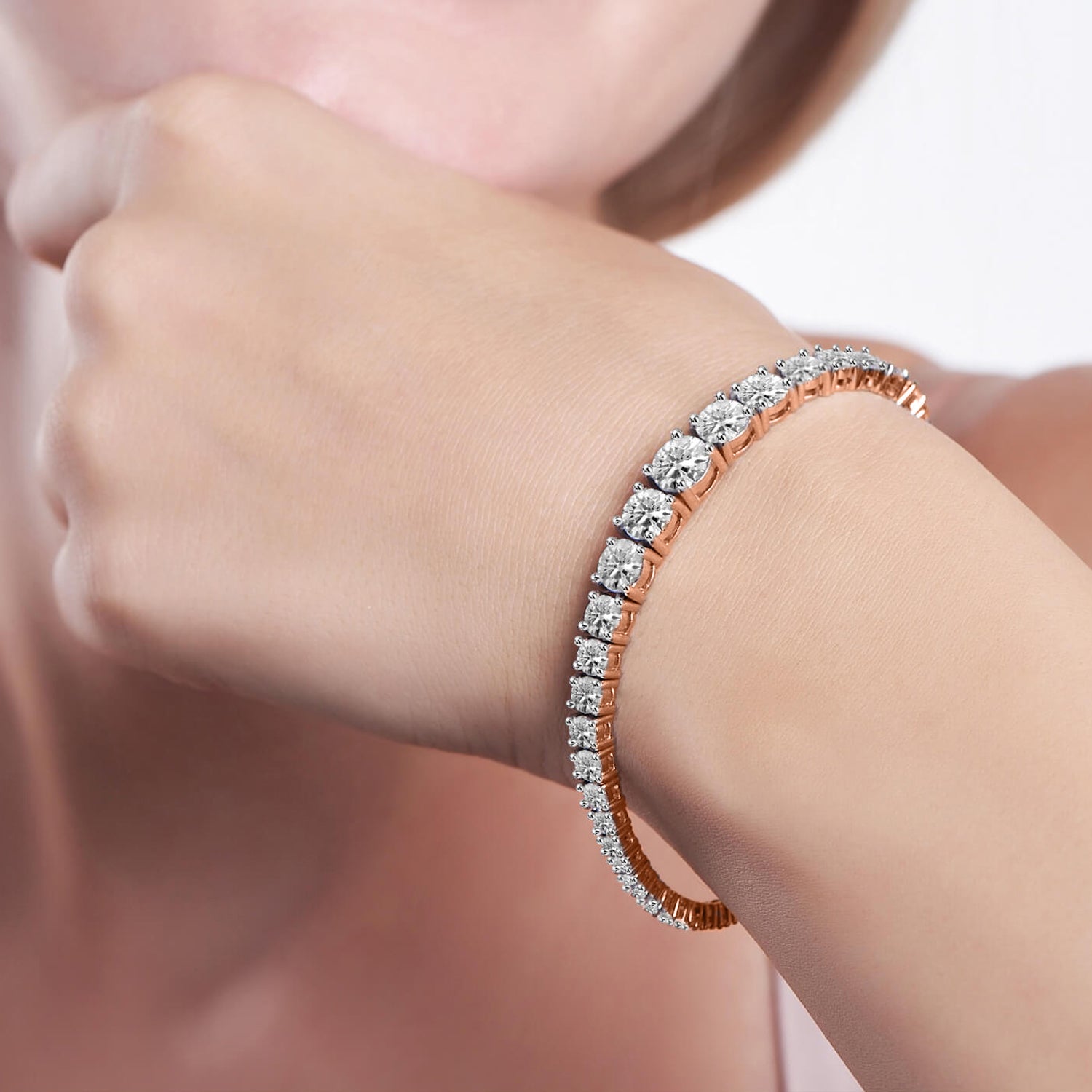 Lab Grown Diamond 8.63 Carat Graduated Tennis Bracelet 14KW