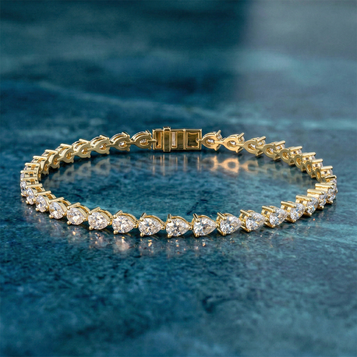 4.26 Carat 14K Gold Blush Pear Symphony Bracelet