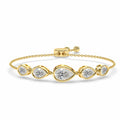 4.34 Carat 14K Gold Pear Cut Diamond Lariat Bracelet