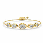 4.34 Carat 14K Gold Pear Cut Diamond Lariat Bracelet