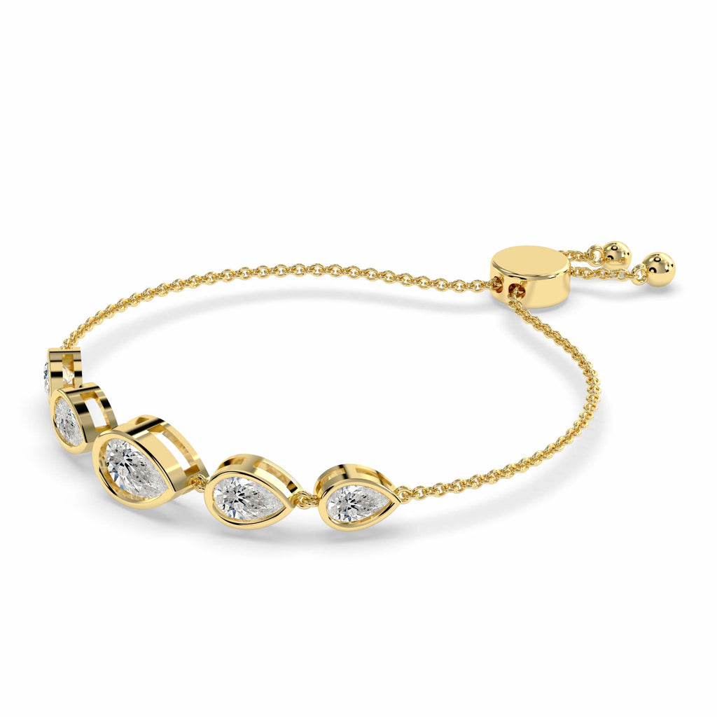 4.34 Carat 14K Gold Pear Cut Diamond Lariat Bracelet