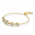 4.34 Carat 14K Gold Pear Cut Diamond Lariat Bracelet