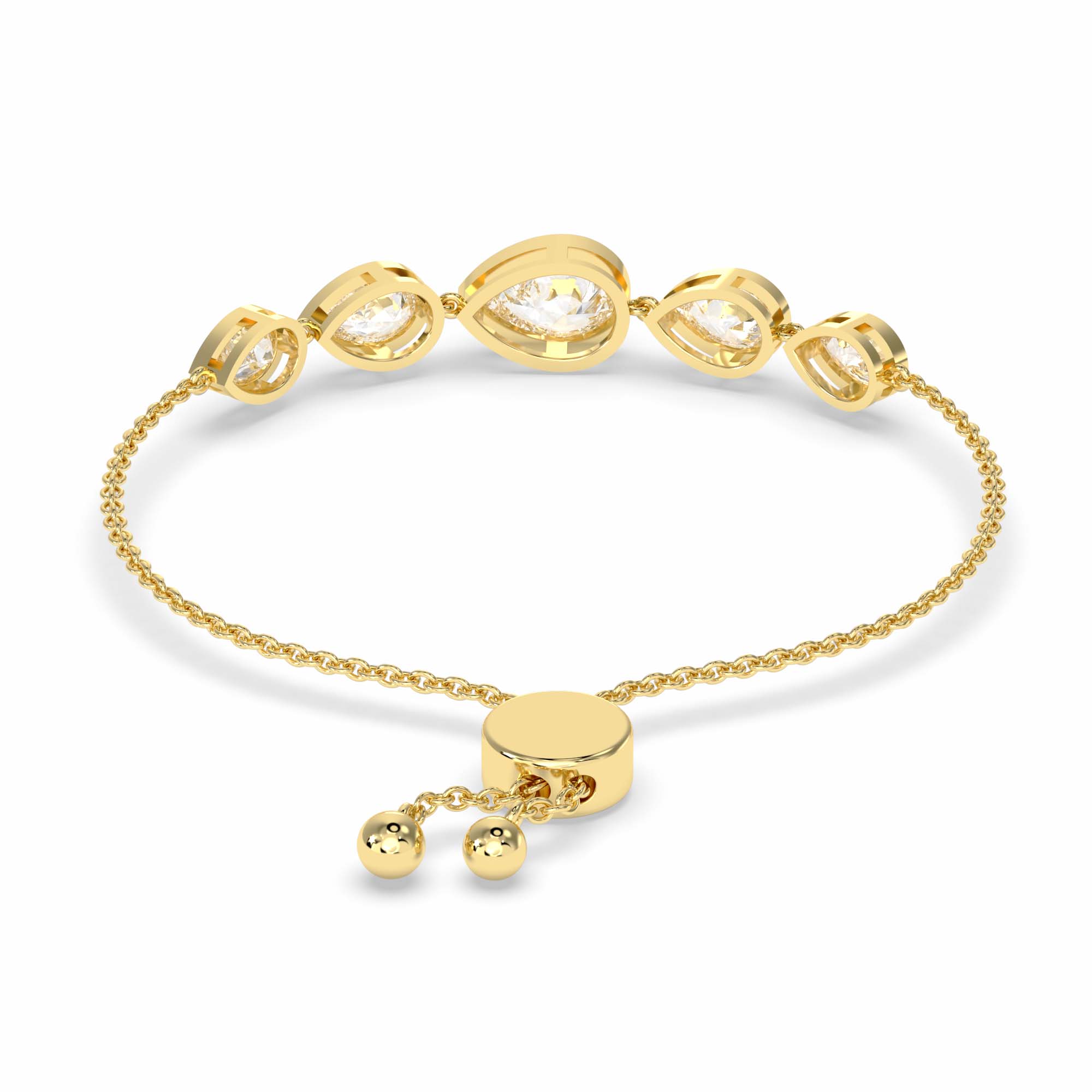 4.34 Carat 14K Gold Pear Cut Diamond Lariat Bracelet