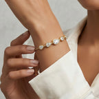 4.34 Carat 14K Gold Pear Cut Diamond Lariat Bracelet