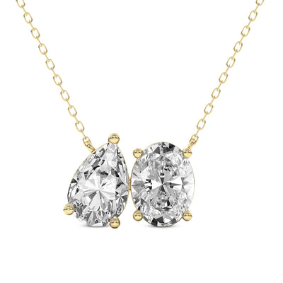 2 Carat Pear Oval Shape Diamond Fashion Necklace 14K