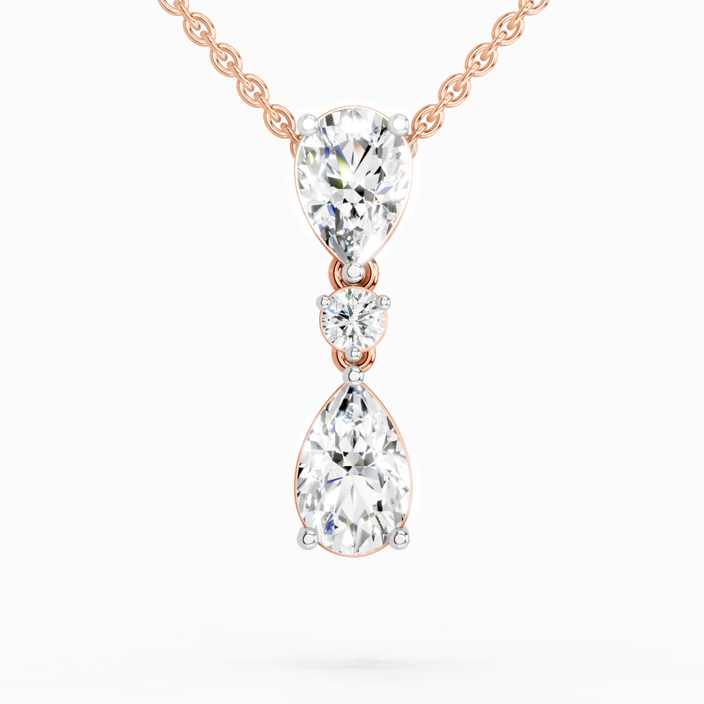 4.05 Ct Pear Diamond Pendant Necklace 14K - Rose Gold