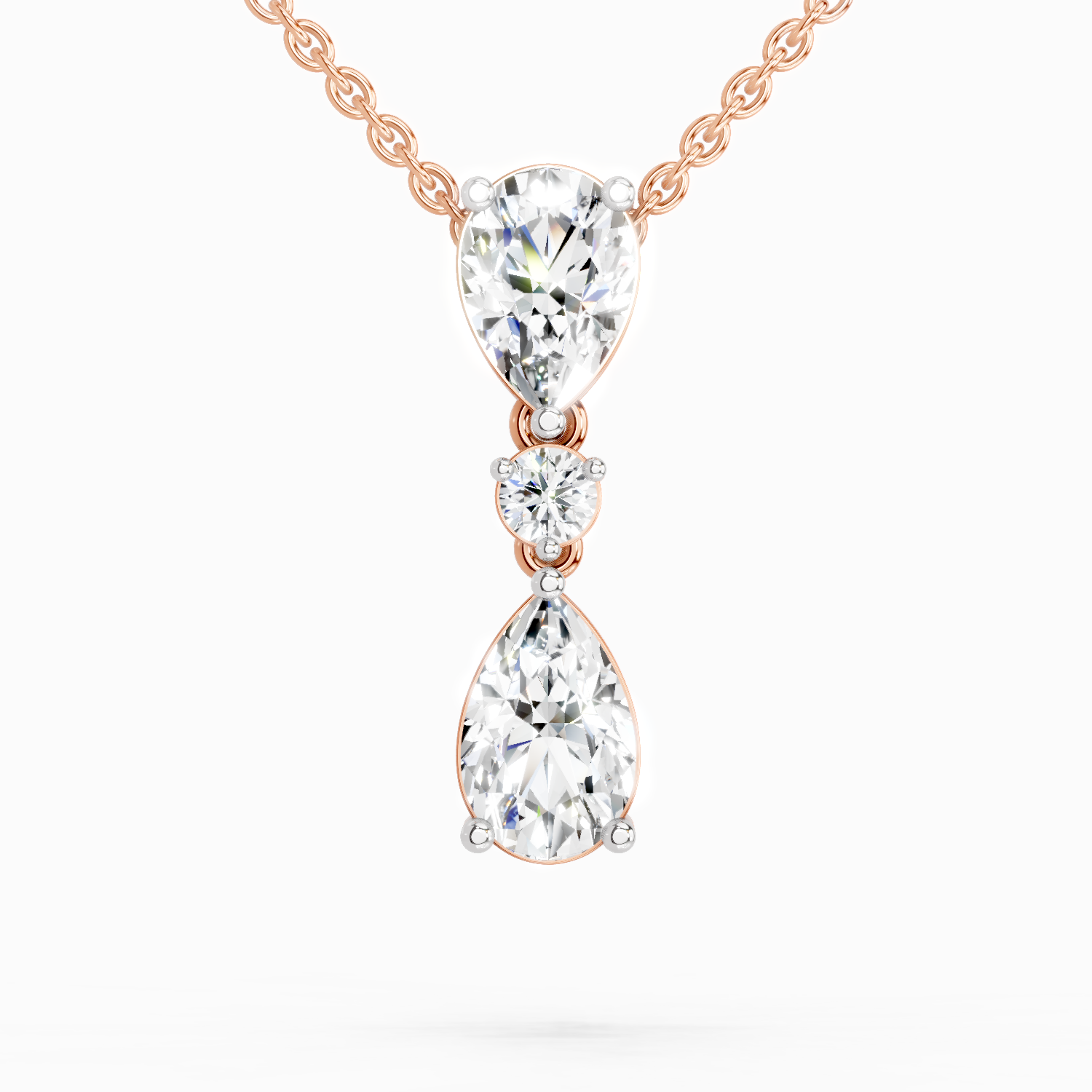 4.05 Ct Pear Diamond Pendant Necklace 14K - Rose Gold