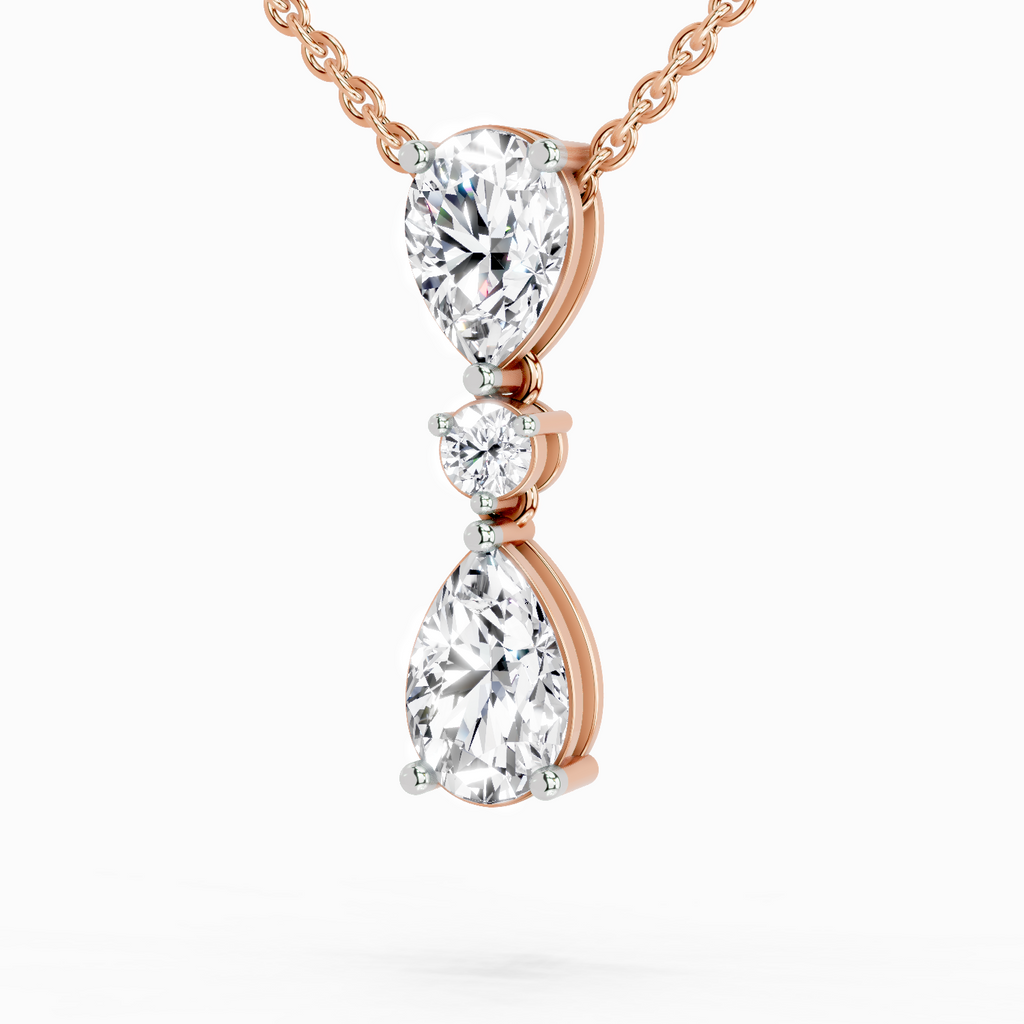 4.05 Ct Pear Diamond Pendant Necklace 14K - Rose Gold