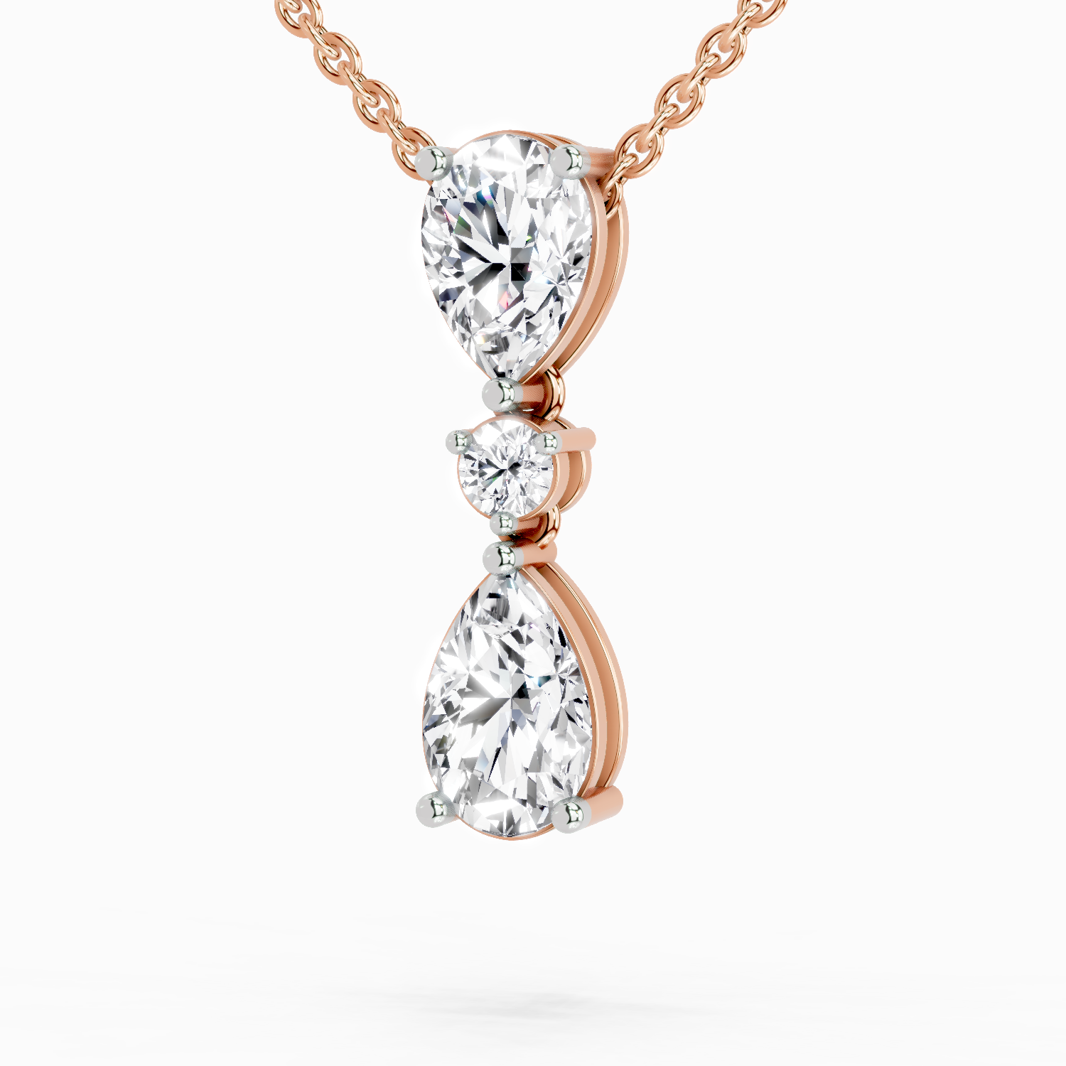 4.05 Ct Pear Diamond Pendant Necklace 14K - Rose Gold