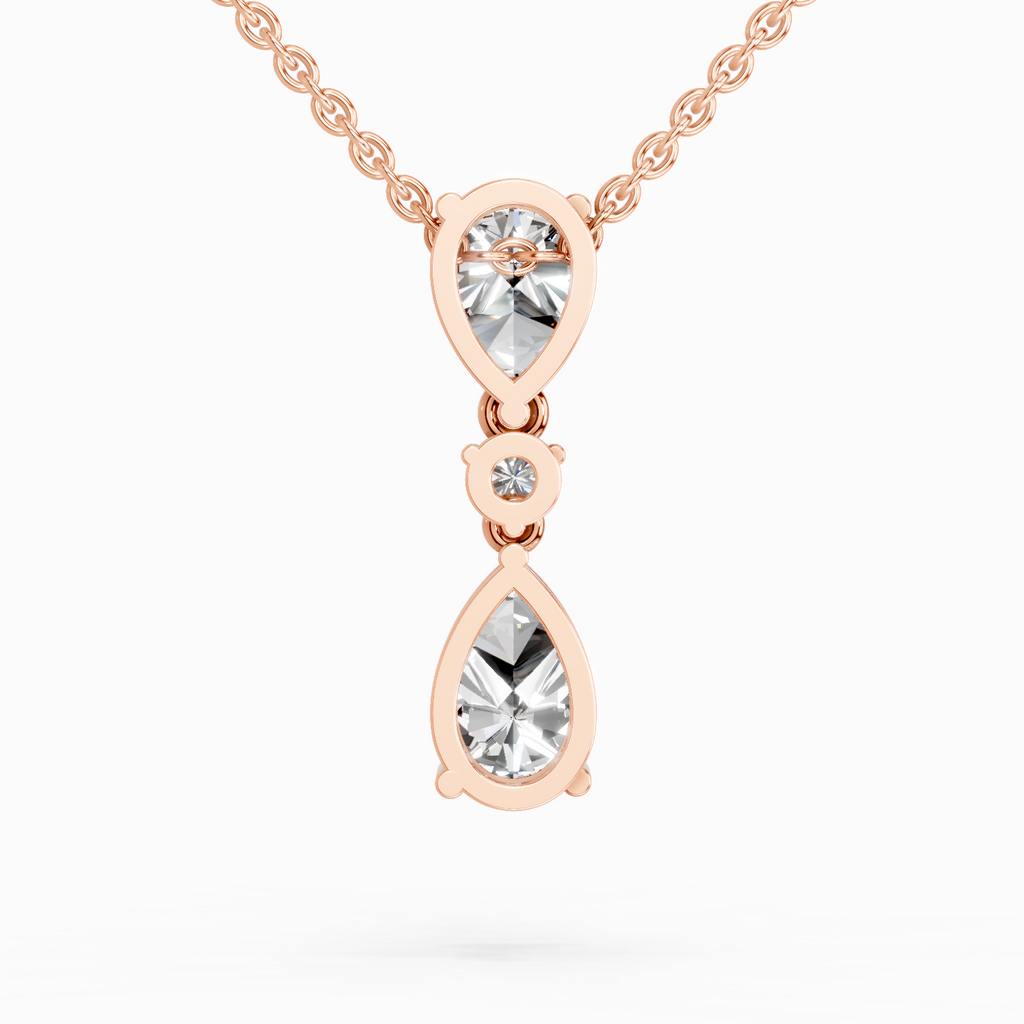 4.05 Ct Pear Diamond Pendant Necklace 14K - Rose Gold