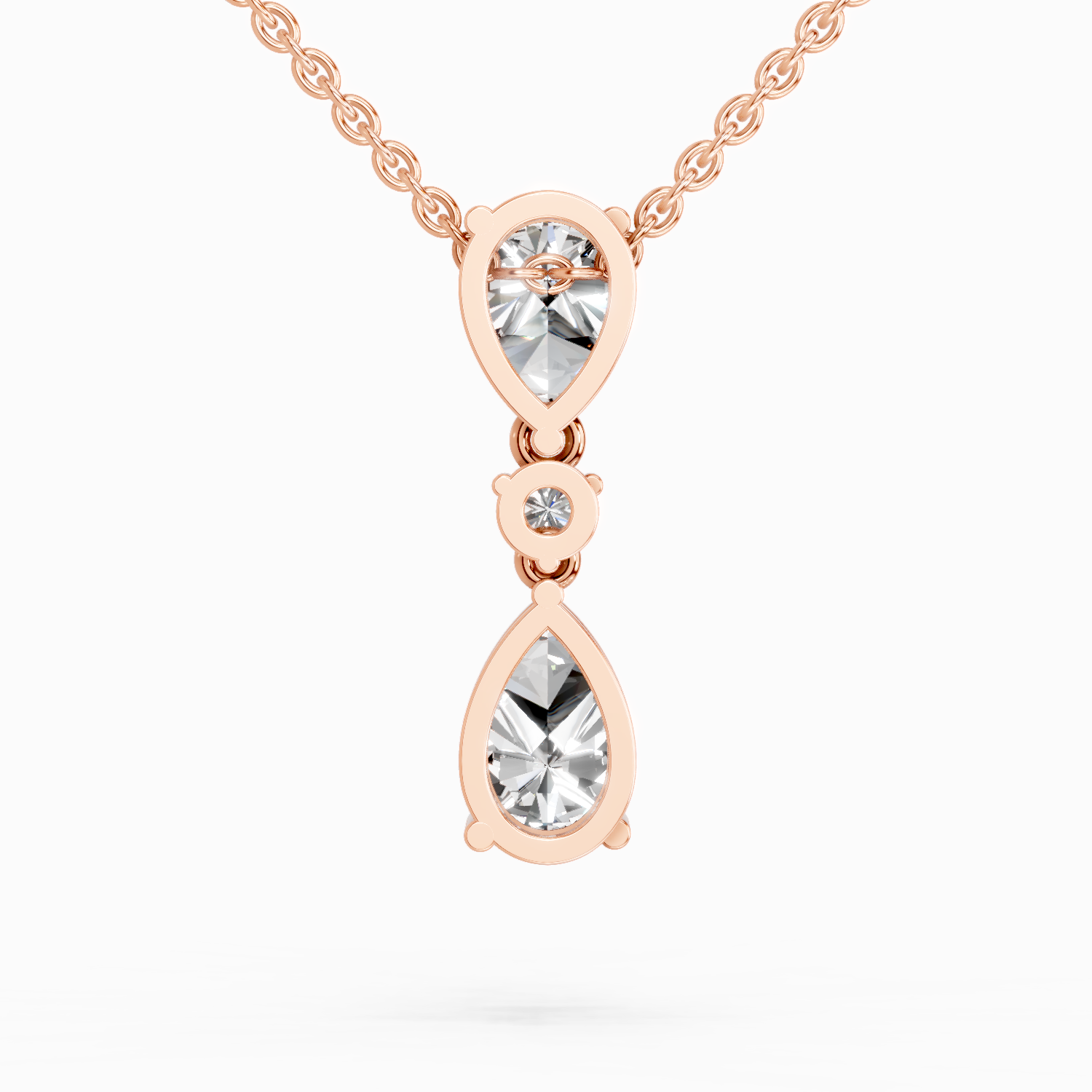 4.05 Ct Pear Diamond Pendant Necklace 14K - Rose Gold