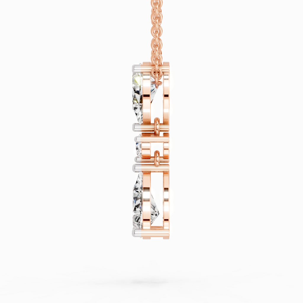 4.05 Ct Pear Diamond Pendant Necklace 14K - Rose Gold