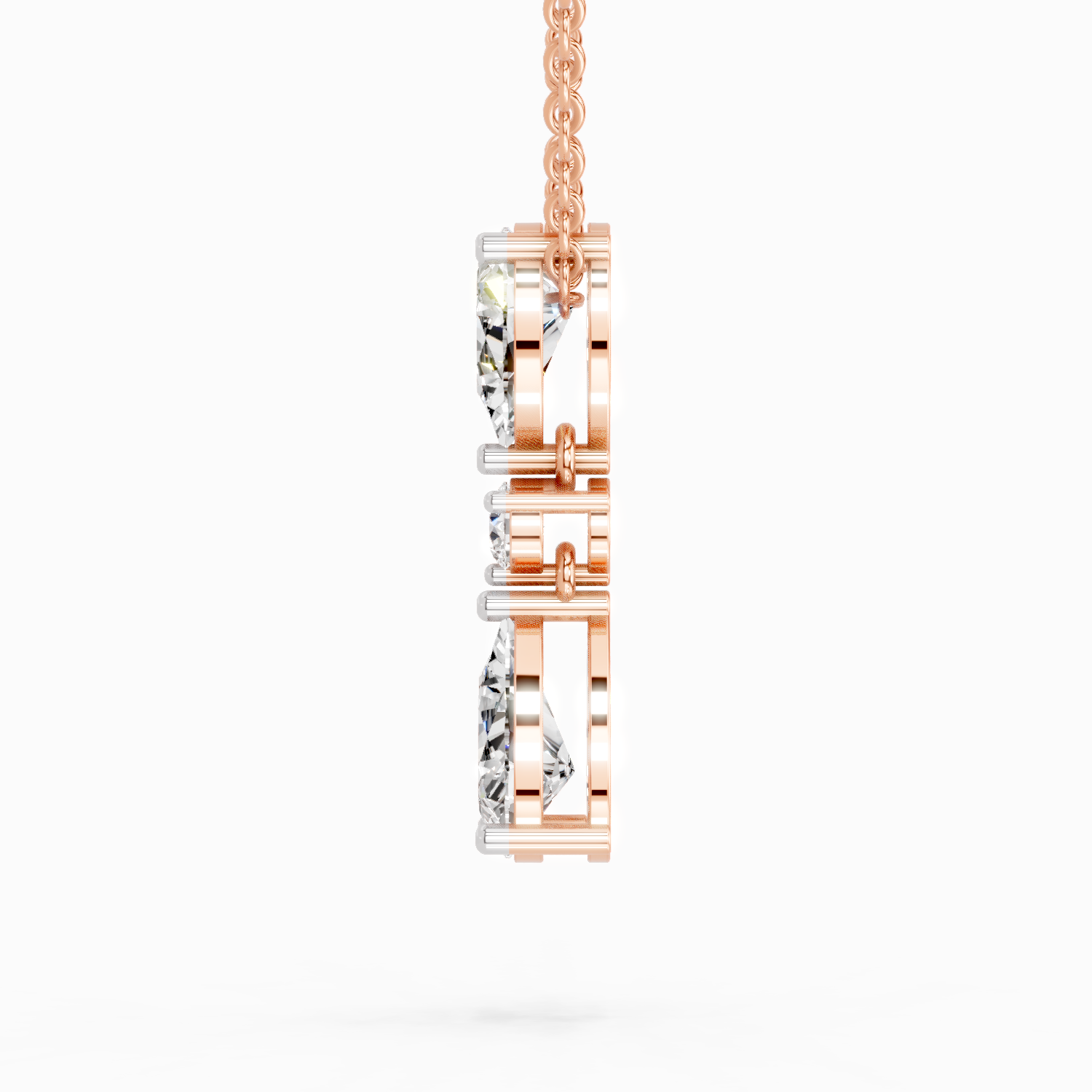 4.05 Ct Pear Diamond Pendant Necklace 14K - Rose Gold