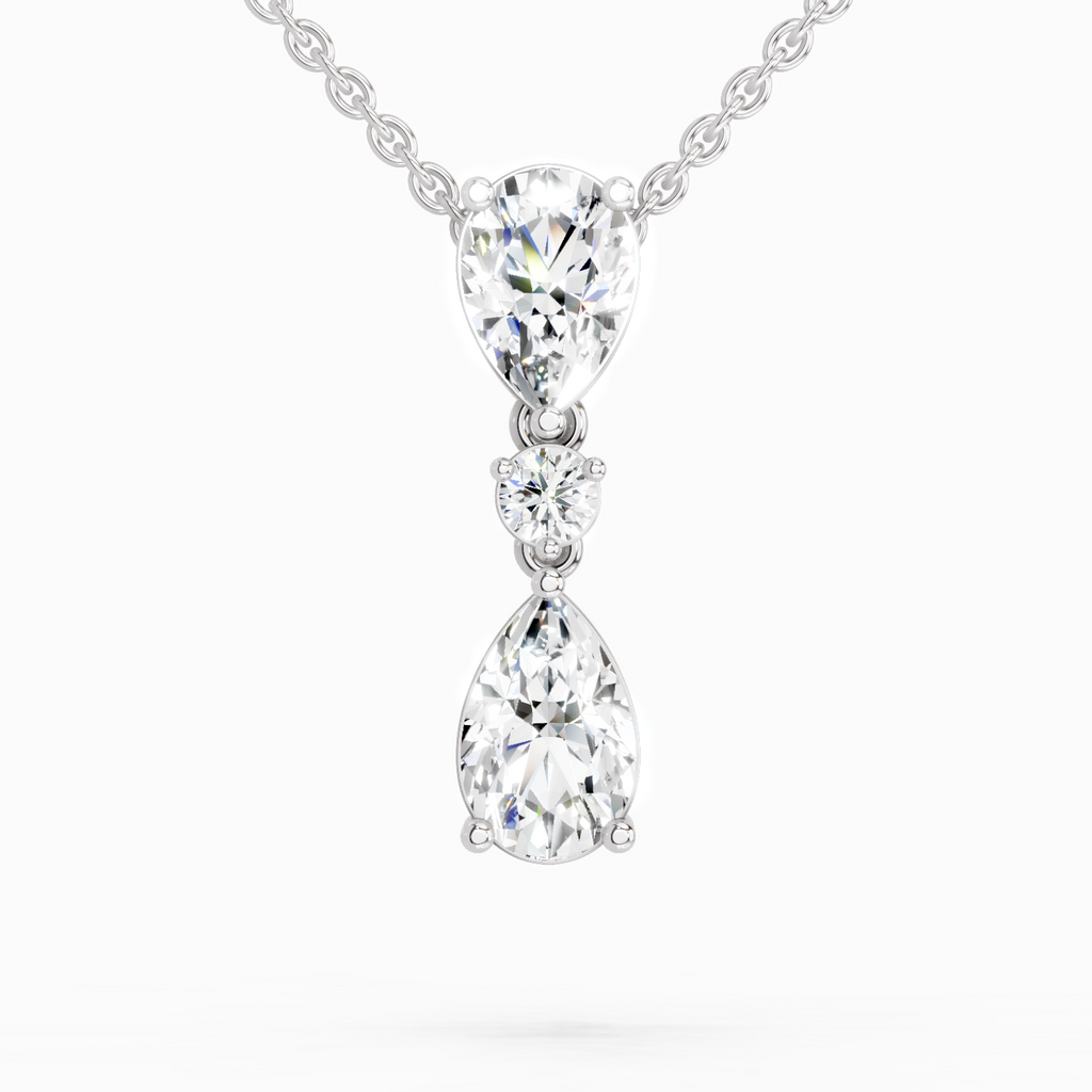 4.05 Ct Pear Diamond Pendant Necklace 14K - White Gold