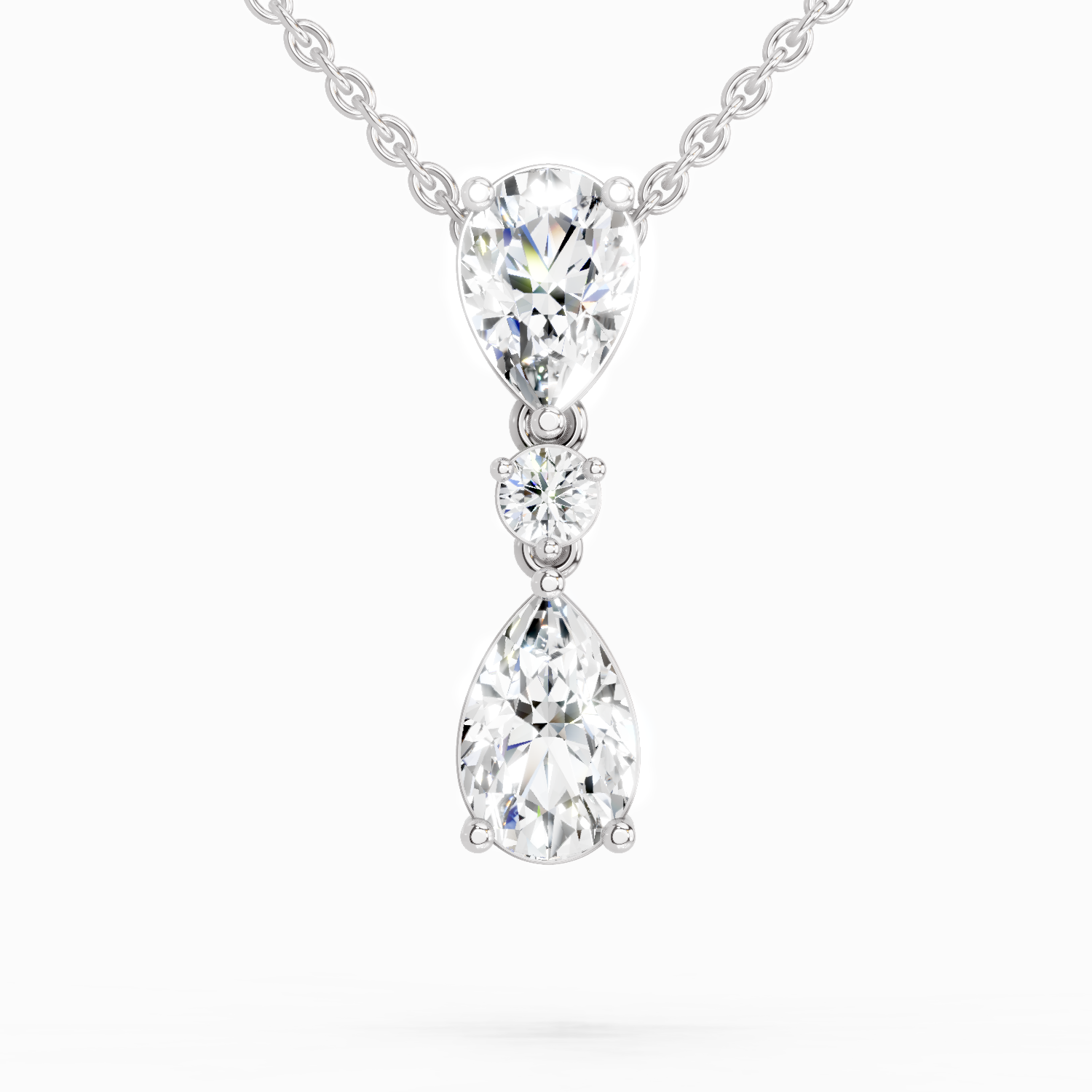 4.05 Ct Pear Diamond Pendant Necklace 14K - White Gold