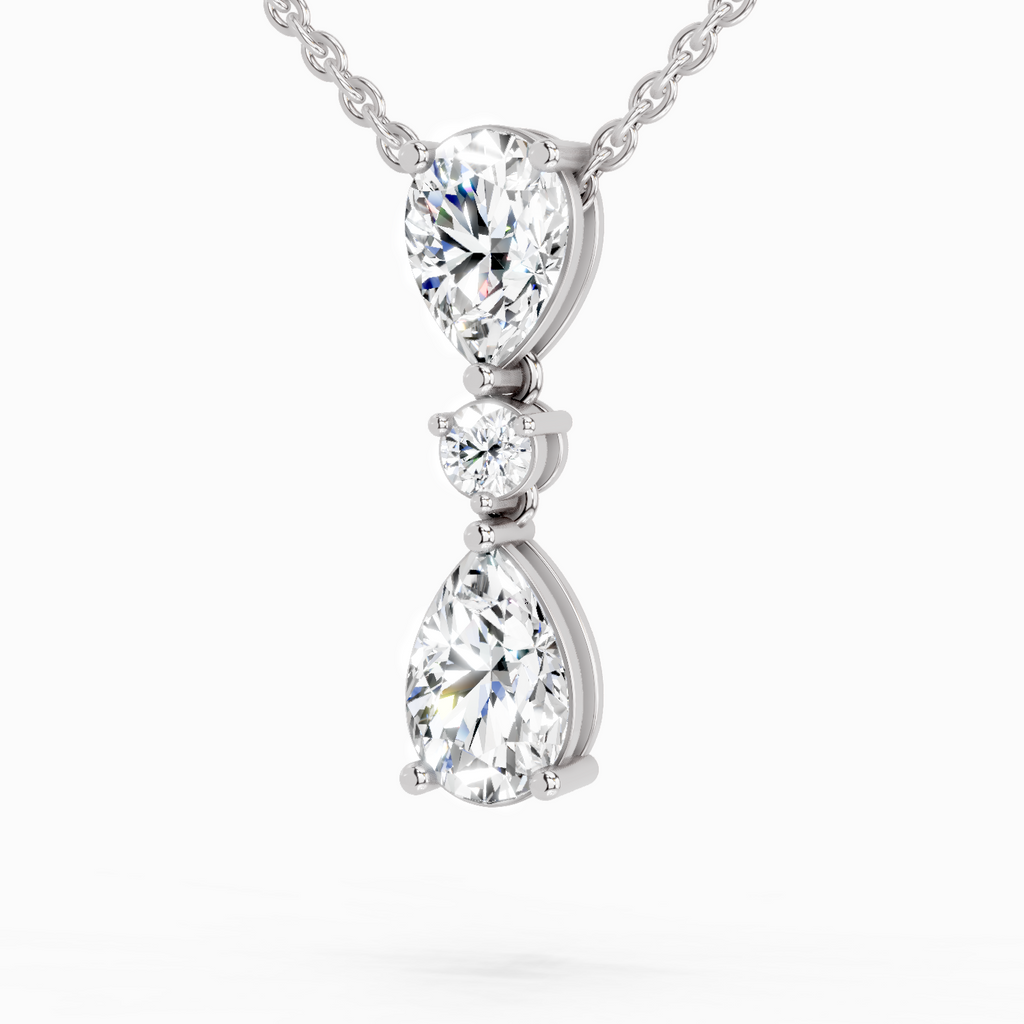 4.05 Ct Pear Diamond Pendant Necklace 14K - White Gold