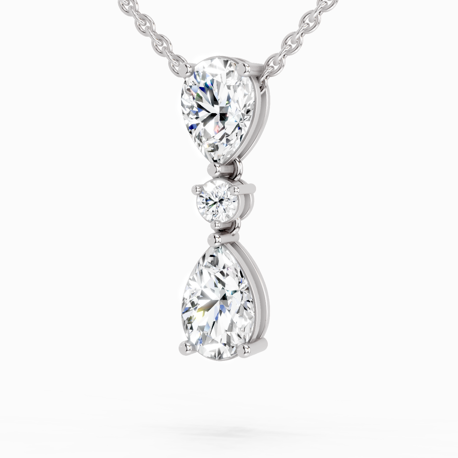 4.05 Ct Pear Diamond Pendant Necklace 14K - White Gold