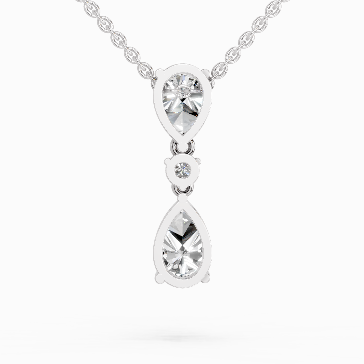 4.05 Ct Pear Diamond Pendant Necklace 14K - White Gold