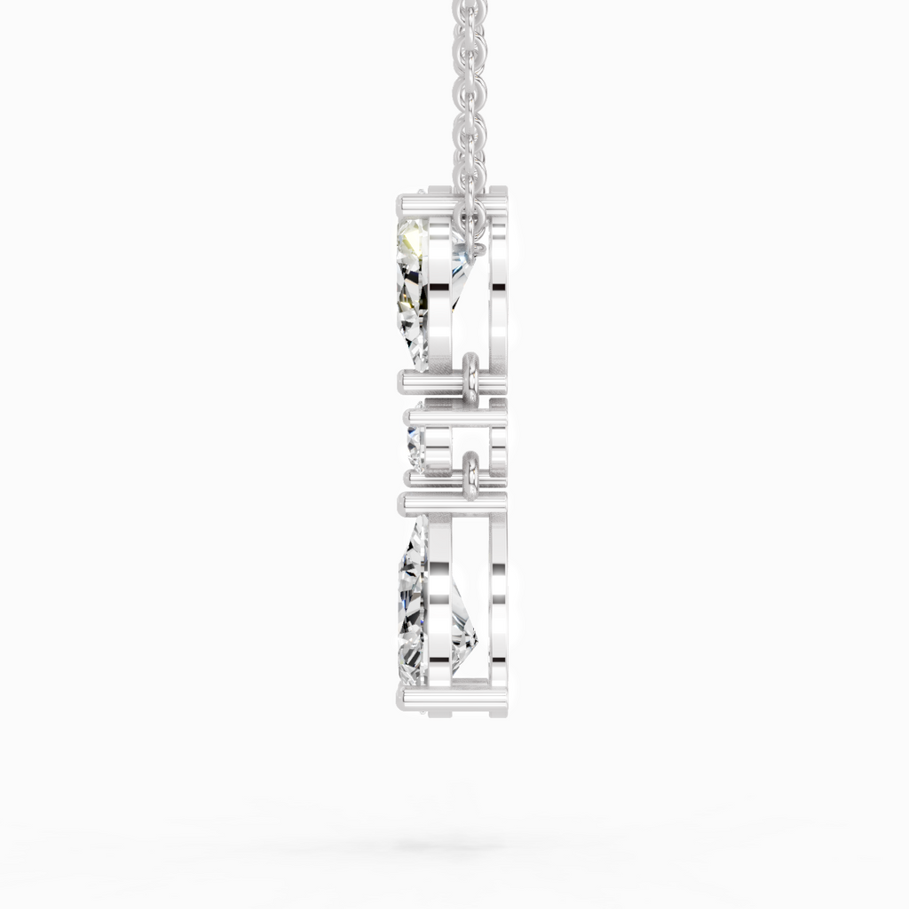 4.05 Ct Pear Diamond Pendant Necklace 14K - White Gold