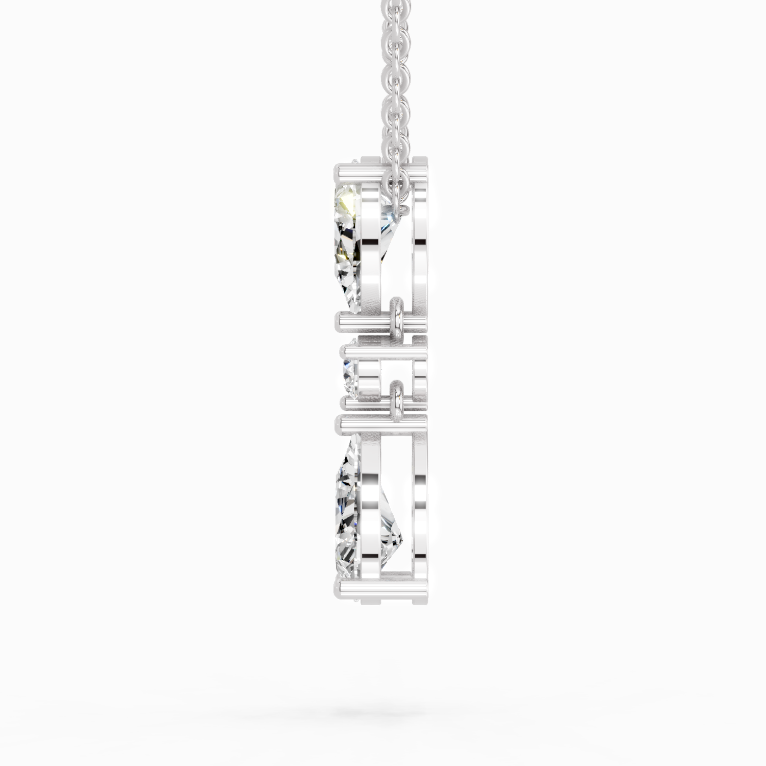 4.05 Ct Pear Diamond Pendant Necklace 14K - White Gold