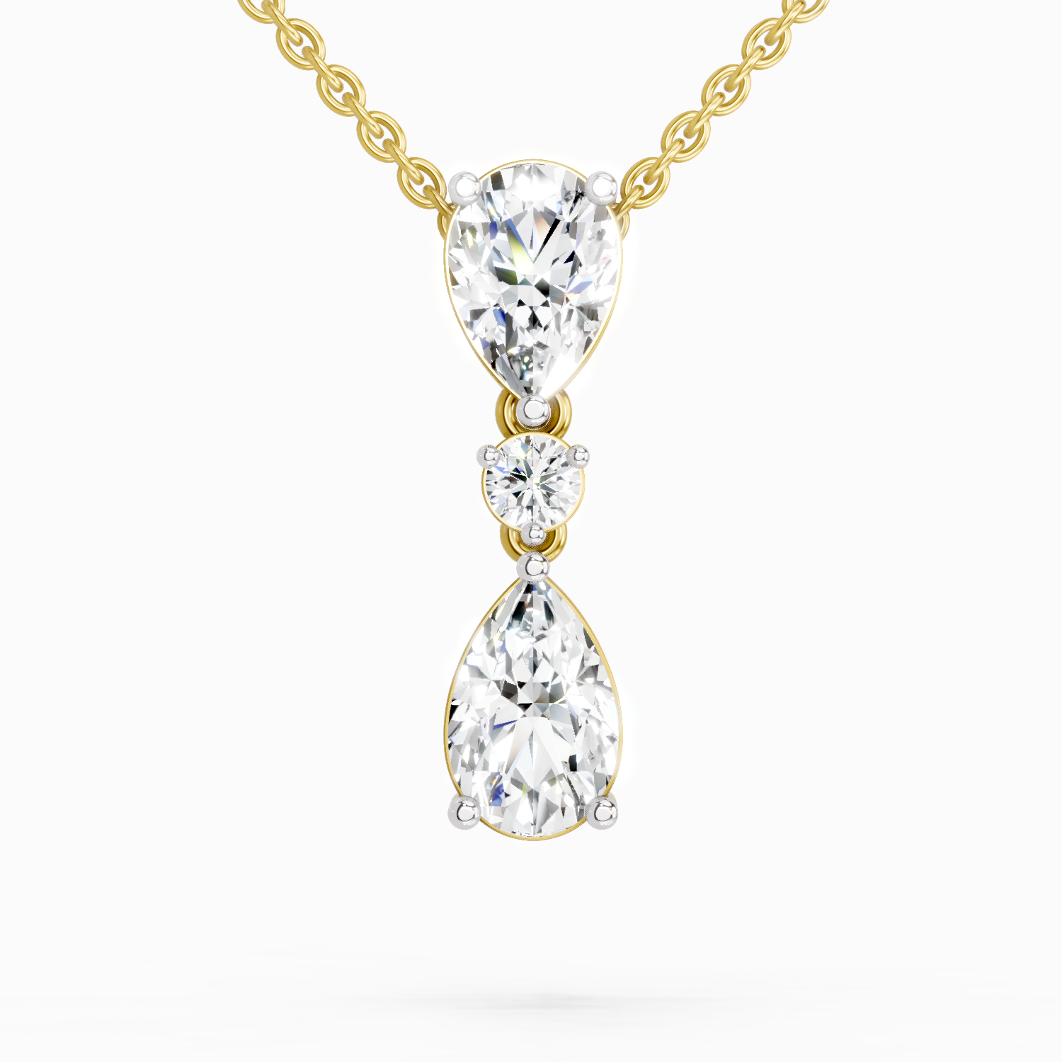 4.05 Ct Pear Diamond Pendant Necklace 14K