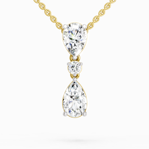 4.05 Ct Pear Diamond Pendant Necklace 14K