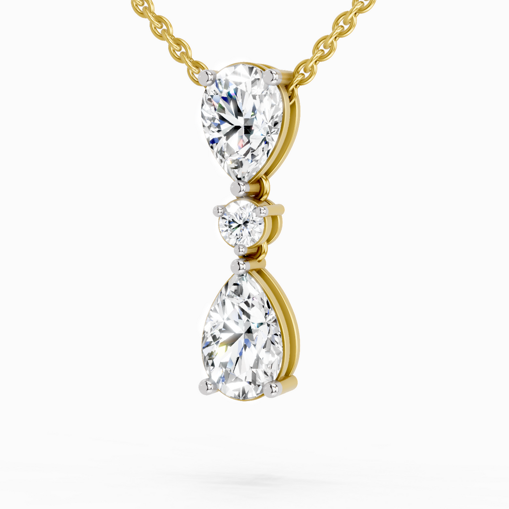 4.05 Ct Pear Diamond Pendant Necklace 14K