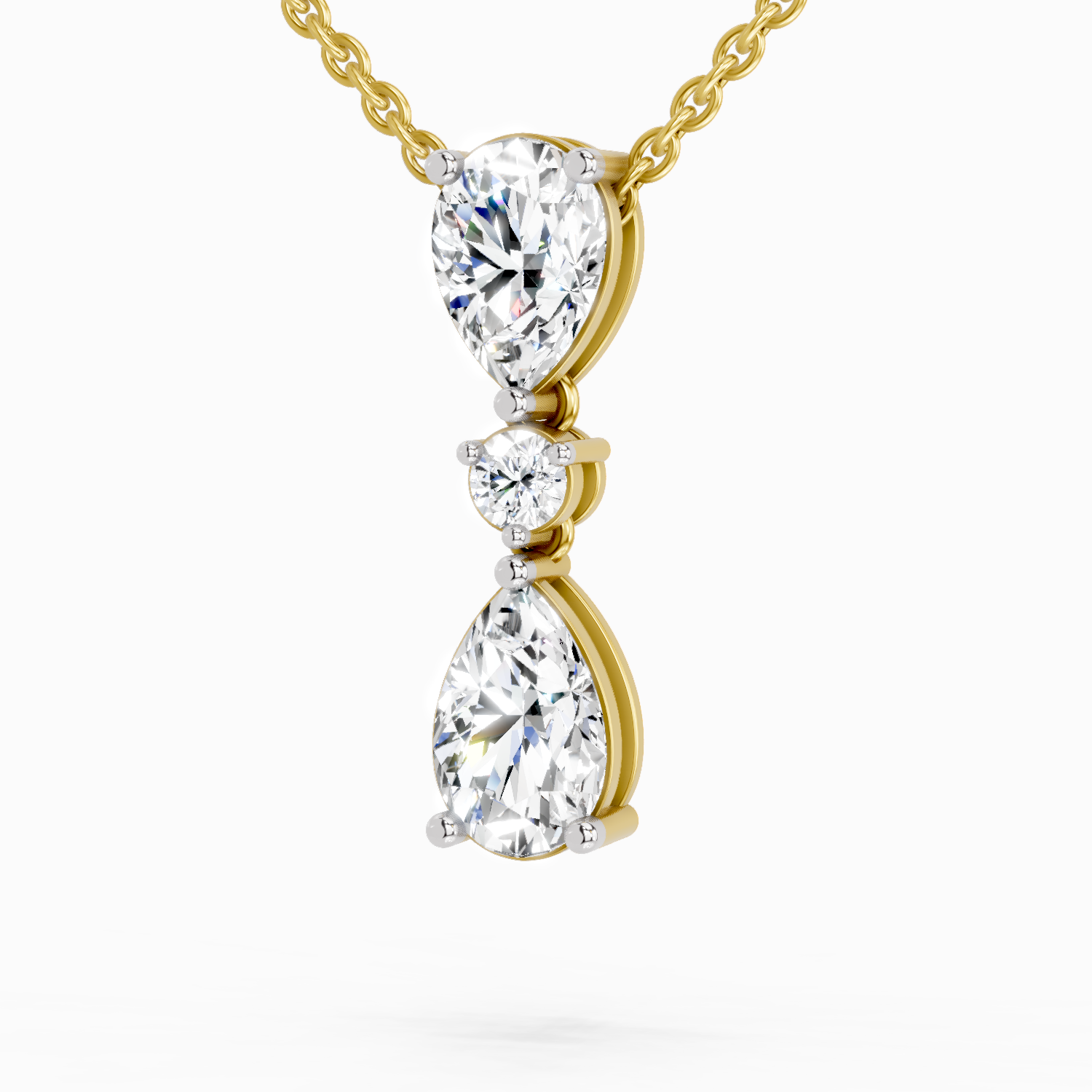 4.05 Ct Pear Diamond Pendant Necklace 14K