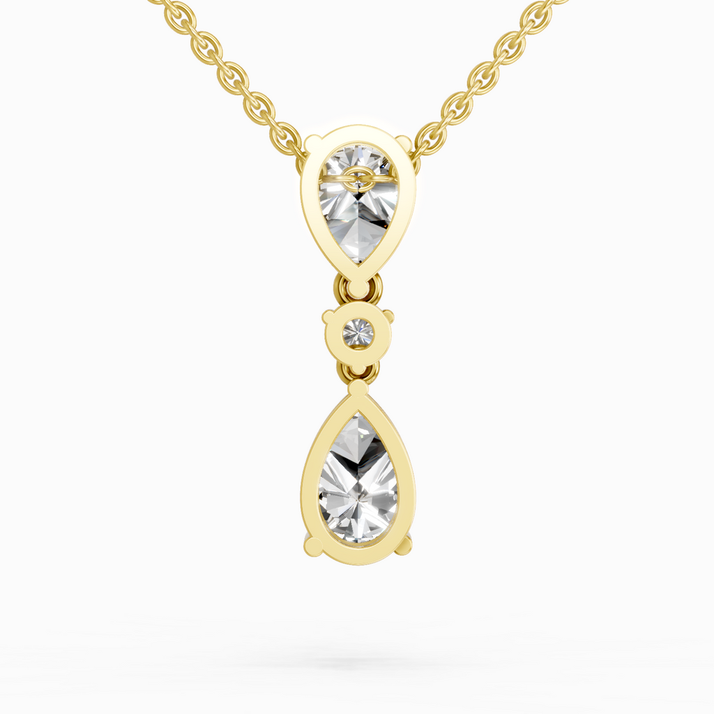 4.05 Ct Pear Diamond Pendant Necklace 14K