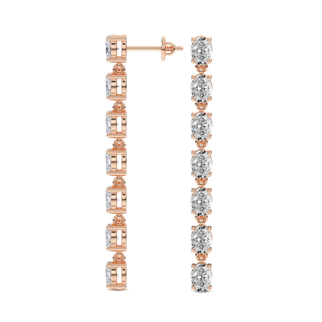 2.1 Carat Oval Grace Line Earrings 14K - Rose Gold